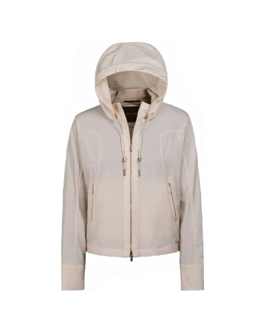 Moorer White Elethia Drawstring-Fastening Hooded Jacket