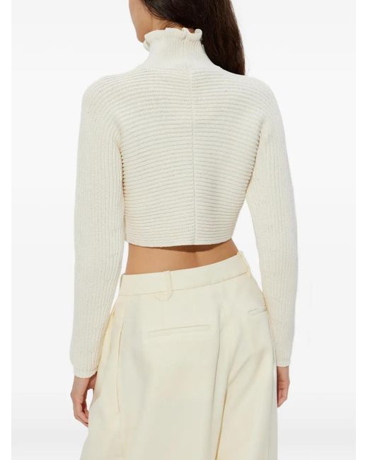 Max Mara White Ruffled-Neck Sweater