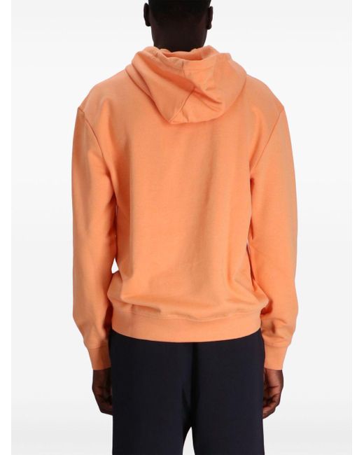HUGO Orange Logo-embossed Cotton Hoodie for men