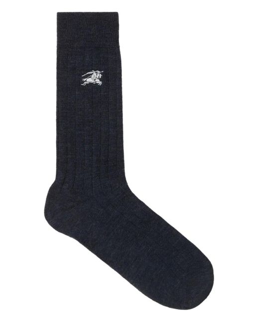 Burberry Blue Socken Mit Logo-Stickerei