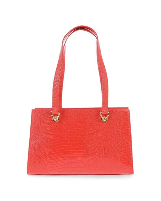 Moschino Red Lizard-Effect Shoulder Bag