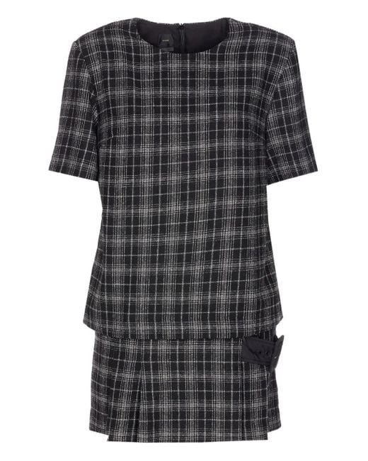 Pinko Black Check-Pattern Belted Mini Dress