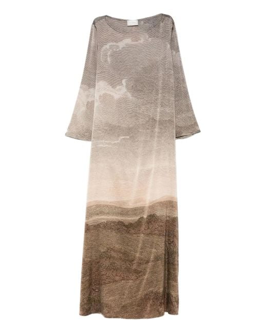 Pierre Louis Mascia プリント シルクドレス Natural