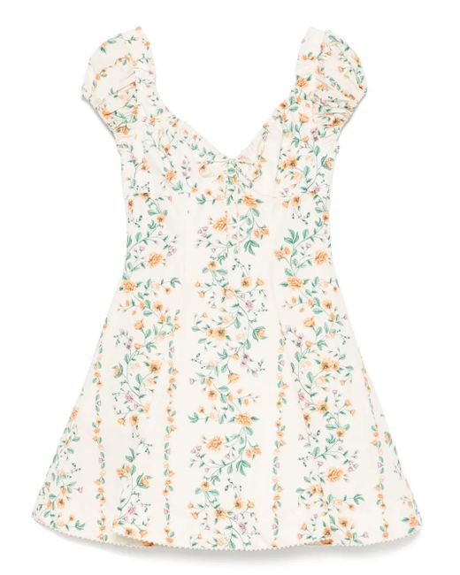 Agua Bendita Floral-print Cotton Dress White