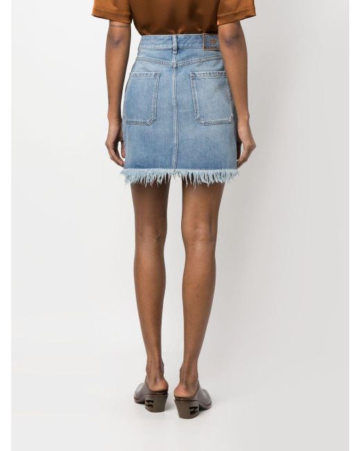 Fendi Blue High-waisted Cotton Miniskirt