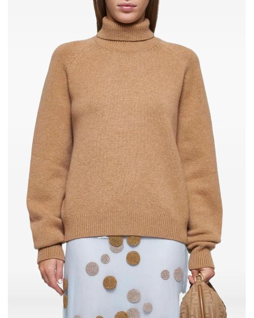 Fendi Brown Turtleneck Long-Sleeve Sweater