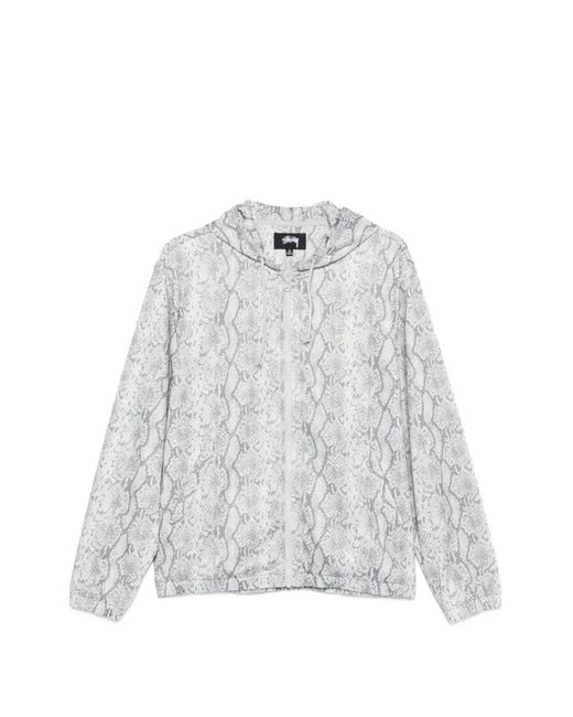 Stussy White Snake-Print Zip-Up Hoodie