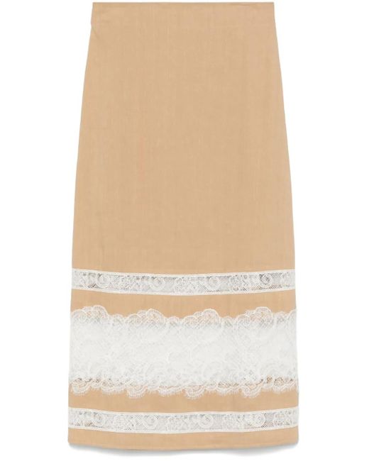 Lorena Antoniazzi White Lace-Trimmed Midi Shirt