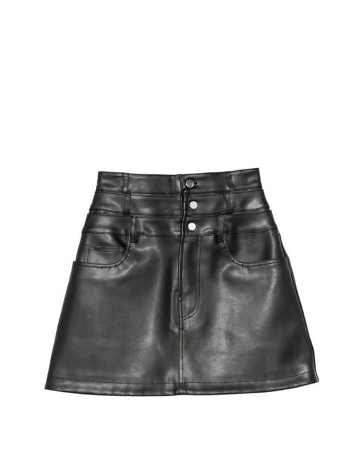 Viktor & Rolf Black Triple-Layer Leather Mini Skirt