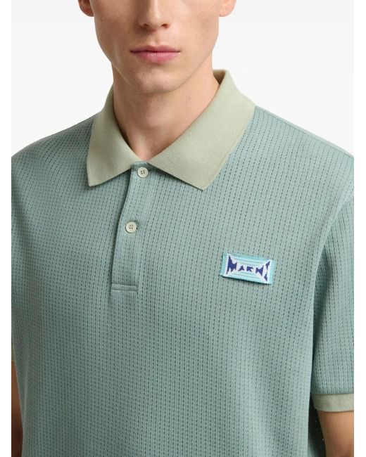 Marni Green Jacquard Short-Sleeve Polo Shirt for men