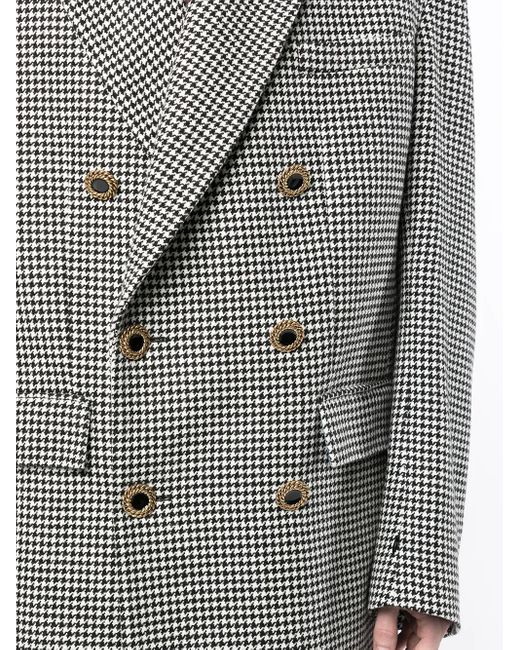 COOL T.M Gray Grandpa Houndstooth-Print Wool Coat for men