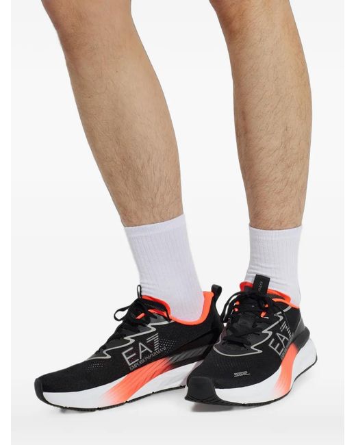 EA7 White Crusher Sonic Logo-Print Lace-Up Sneakers for men