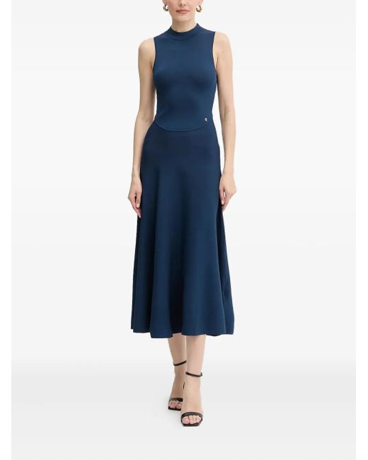 Guess Blue Ausgestelltes Midikleid mit Stehkragen