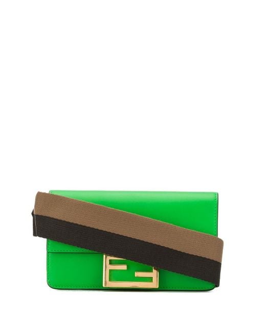 Fendi Green Flat Baguette Mini Bag