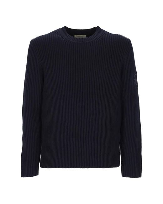 Murphy & Nye Blue Crew-Neck Ribbed-Knit Sweater for men