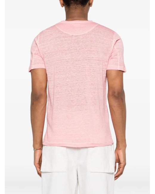 120% Lino Pink Round-Neck T-Shirt for men