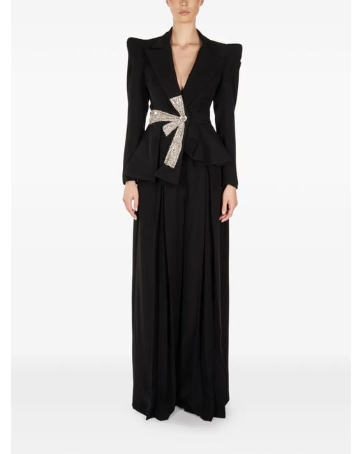 ARAFTU Black Bow Peplum All