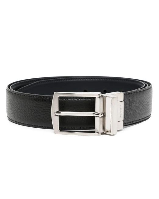 Giorgio Armani Black Engraved-Logo Detail Belt for men
