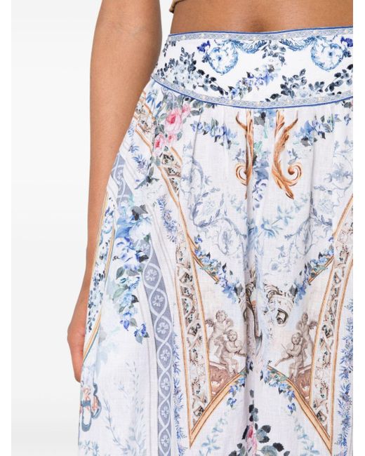 Camilla Blue Floral-print Maxi Skirt