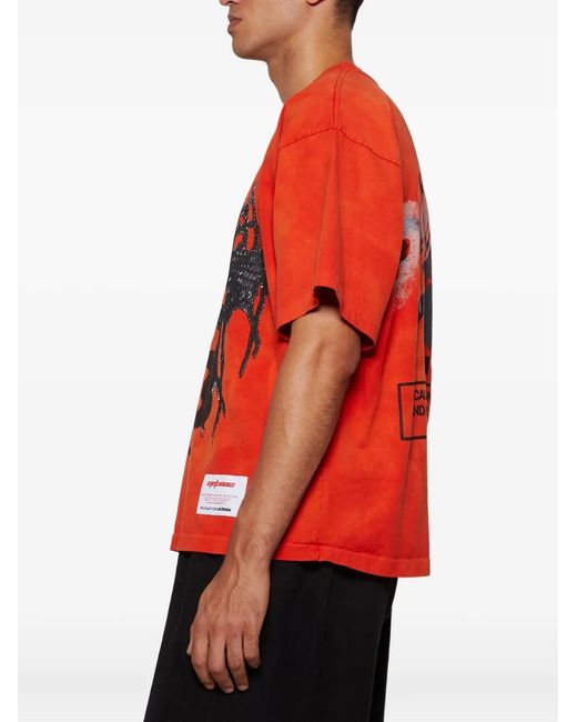 RRR123 Red Graphic-Print T-Shirt for men