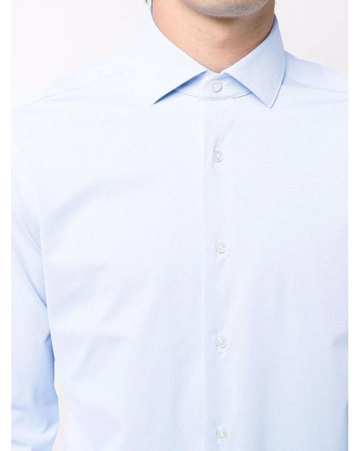 Xacus Blue Long-Sleeved Fitted Shirt for men