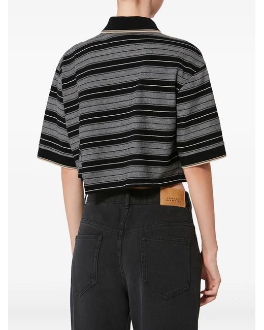 Isabel Marant Black Isabel Marant Étoile Isalyne Striped Polo T-Shirt