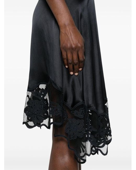 Ulla Johnson Black Avalon Floral-embroidered Skirt