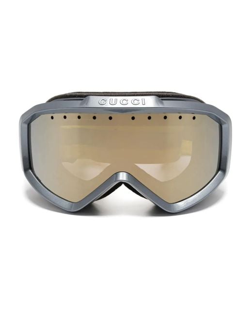 Gucci Blue Logo-Embossed Ski Goggles