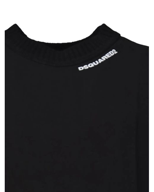 DSquared² Black Drawstring-Hem T-Shirt for men