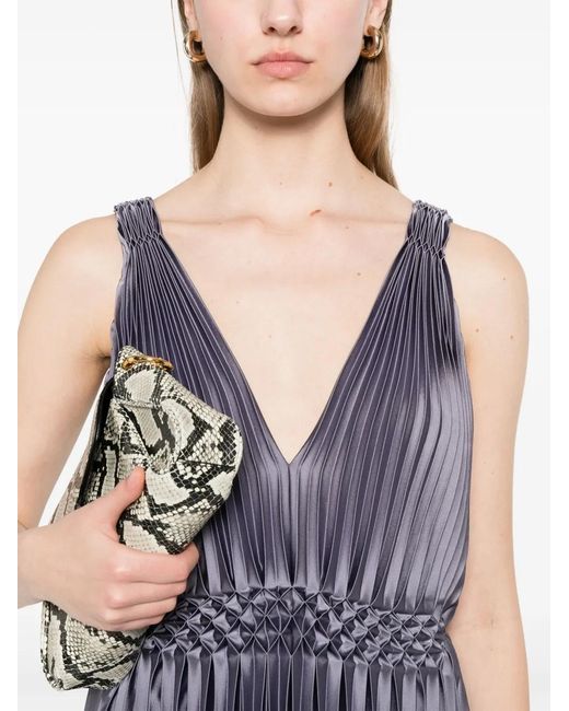 Vince Blue Pleated Satin Midi Dress