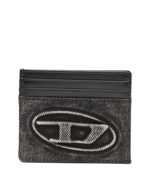 DIESEL Black Card Holder With Embossed Logo for men