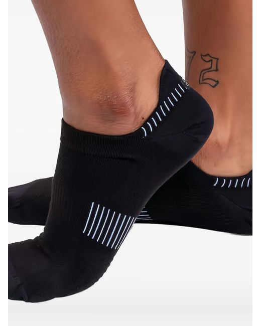 On Shoes Black Ultralight Low Striped Socks for men