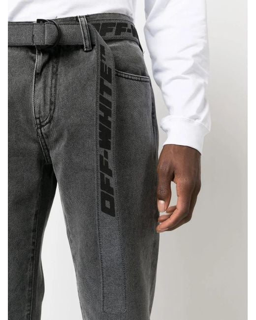 Off-White c/o Virgil Abloh Gray Off-white Industrial Belt Skinny Jeans Grey/black for men
