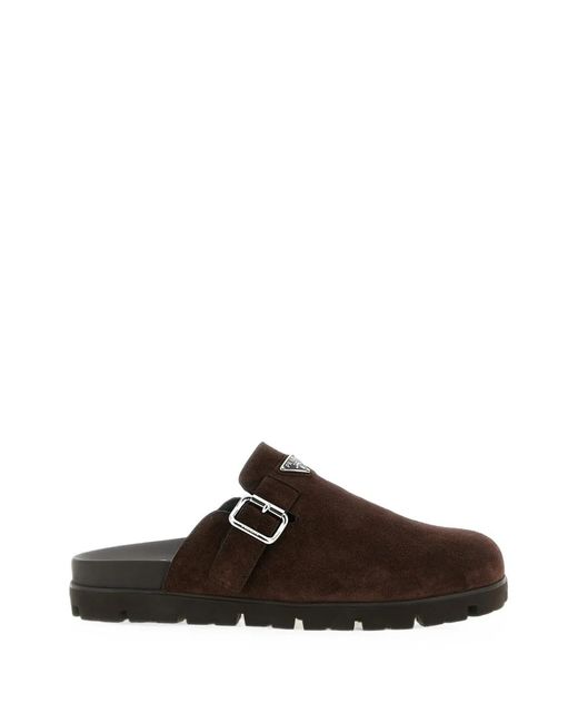 Prada Brown Suede Mules for men