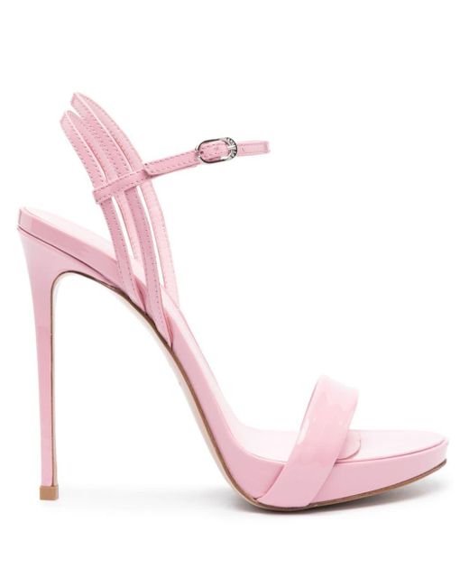 Sandales Gwen 120 mm en cuir verni Le Silla en coloris Pink