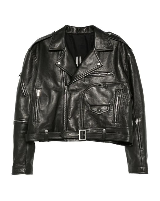 Rick Owens Black Belted Leather Jacket