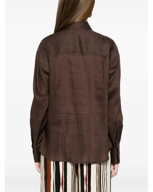ERMANNO FIRENZE Brown Long-Sleeve Embellished Shirt