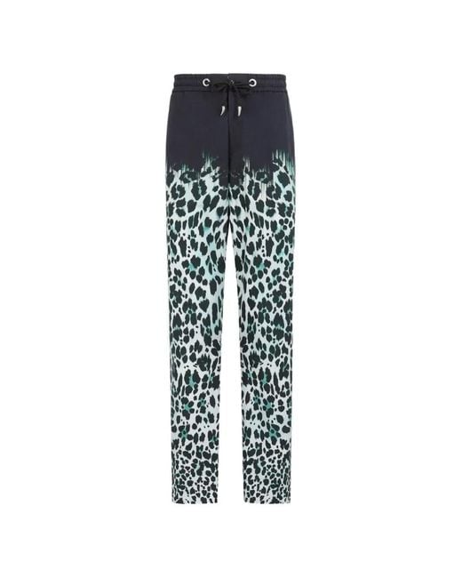 Roberto Cavalli Blue Animal-Print Track Pants for men