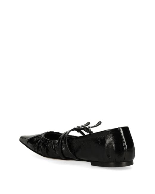 MSGM Black Ruched Ballet Flats