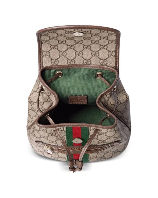 Gucci Brown Mini Ophidia Gg-Monogram Backpack