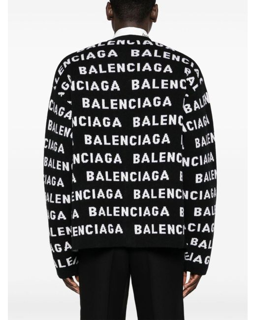 Balenciaga Intarsien-Cardigan mit V-Ausschnitt in Black für Herren
