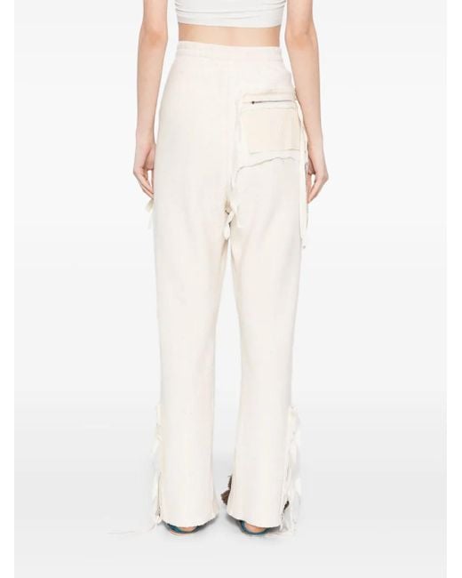 Midorikawa White Raw-Edge Trousers
