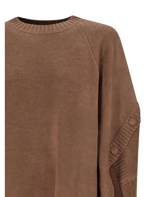 Max Mara Brown Button-Detailed Raglan-Sleeve Top