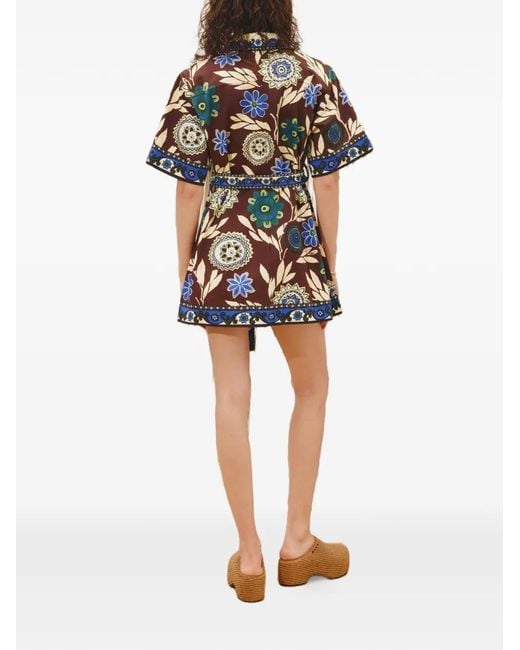 ALÉMAIS White Jasper Floral-Print Belted Mini Dress