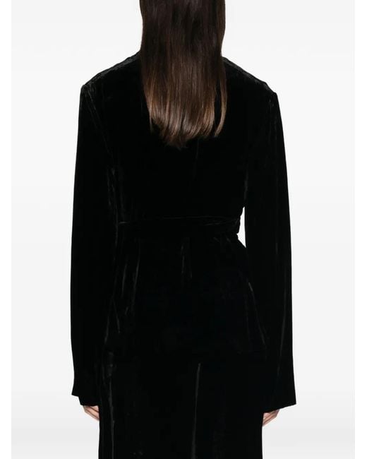 Rick Owens Black Velvet Wraparound Blouse