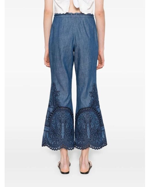 Zimmermann Blue Coco Embroidered Trousers