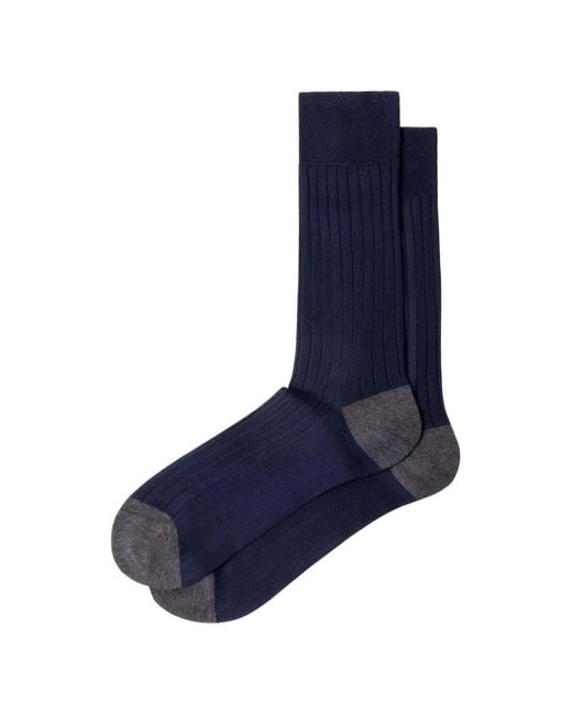 Hackett Black Ribbed Mercerised-Cotton Socks for men