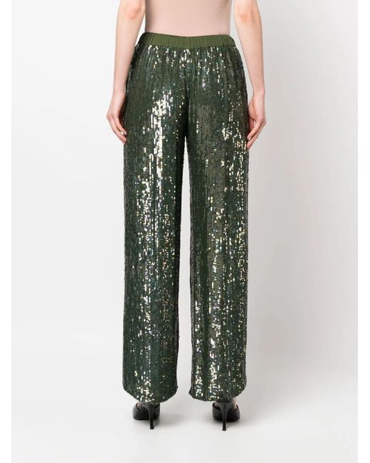 P.A.R.O.S.H. Green Sequin Wide-Leg Trousers