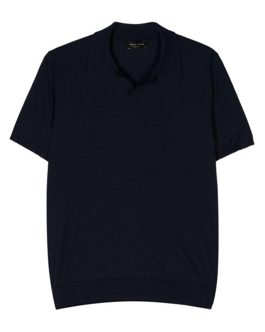 Roberto Collina Blue Knitted Cotton Polo Shirt for men