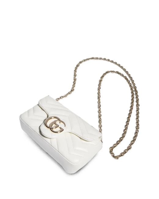 Gucci White Gg Marmont Matelassé Shoulder Bag